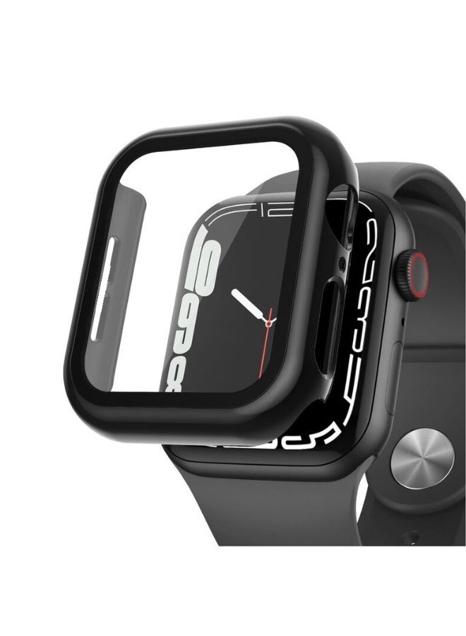 Tempered Glass Full Protective Hard PC HD Ultra Cover for Smart Watch 45mm - Black - Image 1