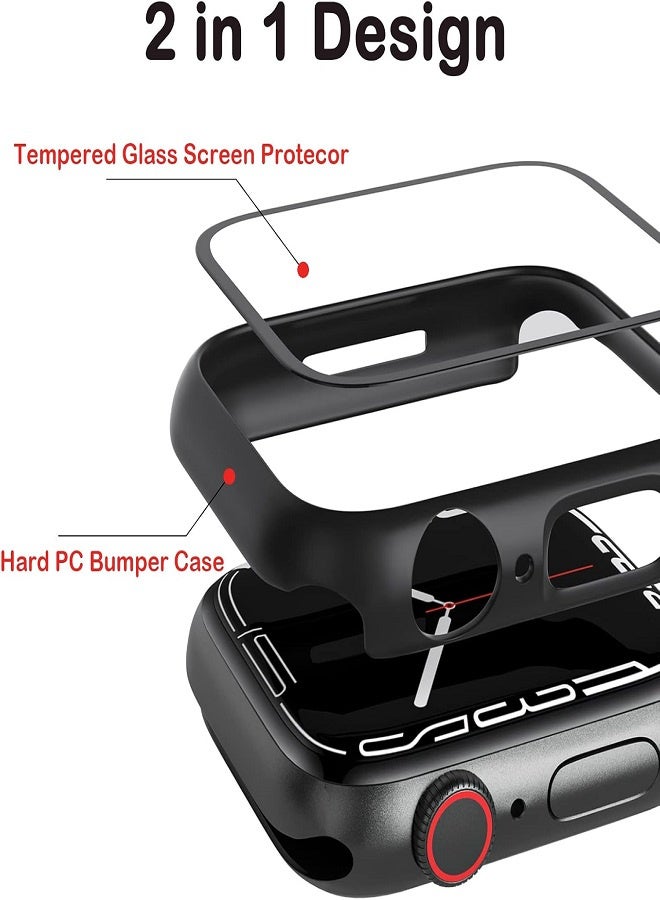 Tempered Glass Full Protective Hard PC HD Ultra Cover for Smart Watch 45mm - Black - Image 2