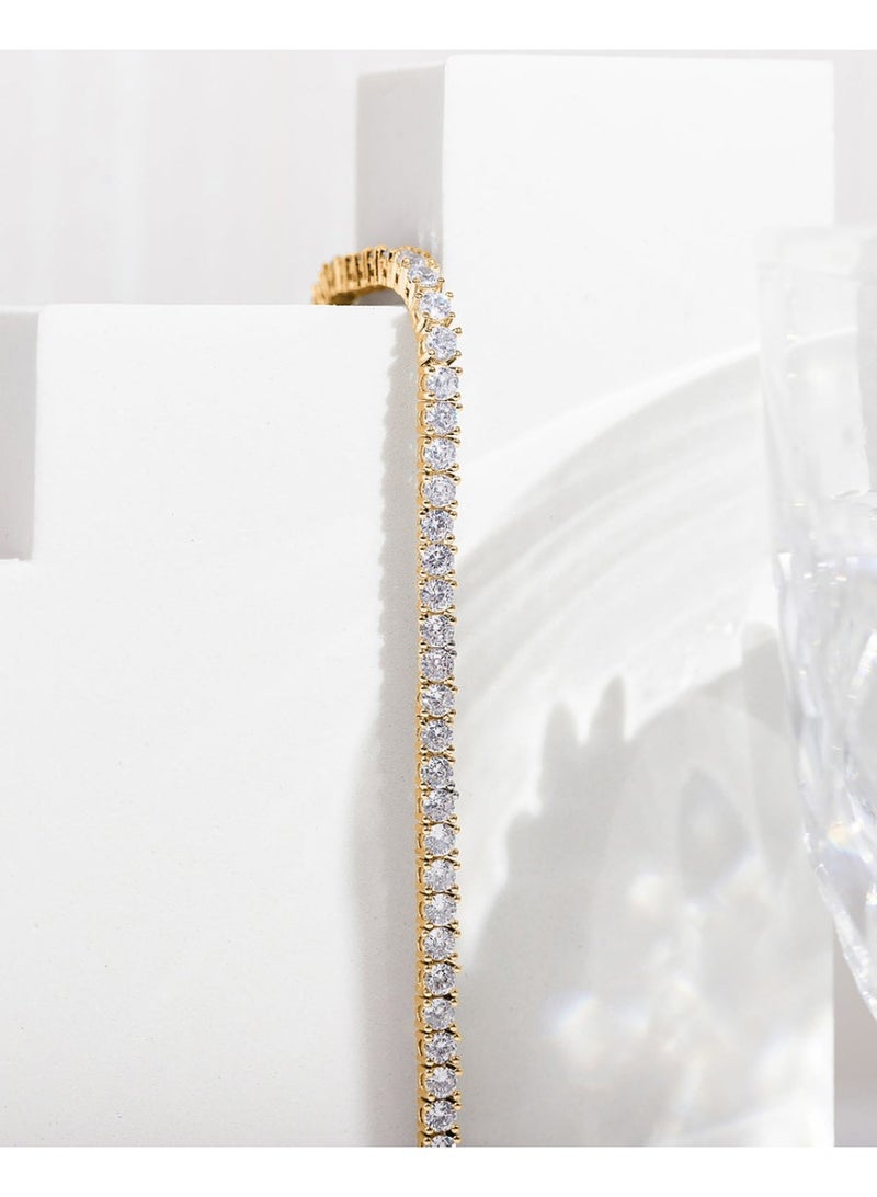 Luxuria Classic Women's Tennis Bracelet 18K Gold Plated High Carbon Diamond 5mm All Match Cubic Zirconia - Image 4