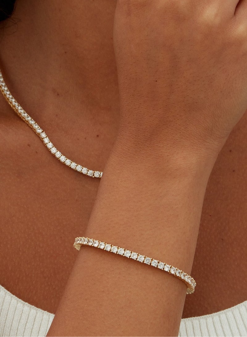 Luxuria Classic Women's Tennis Bracelet 18K Gold Plated High Carbon Diamond 5mm All Match Cubic Zirconia - Image 3