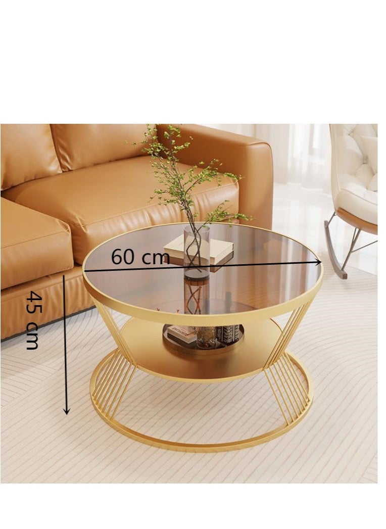 Round Coffee Table Side Table End Table Desk Coffee Tea Service Table with 2 Tier Sofa Table with Storage Center Table Modern Nightstand Bedside Table for Living Room, Home Office