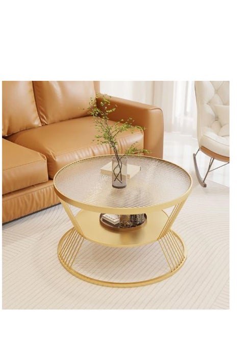 Round Coffee Table Side Table End Table Desk Coffee Tea Service Table with 2 Tier Sofa Table with Storage Center Table Modern Nightstand Bedside Table for Living Room, Home Office