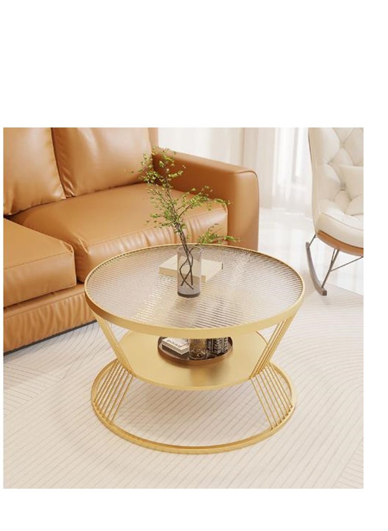 Round Coffee Table Side Table End Table Desk Coffee Tea Service Table with 2 Tier Sofa Table with Storage Center Table Modern Nightstand Bedside Table for Living Room, Home Office