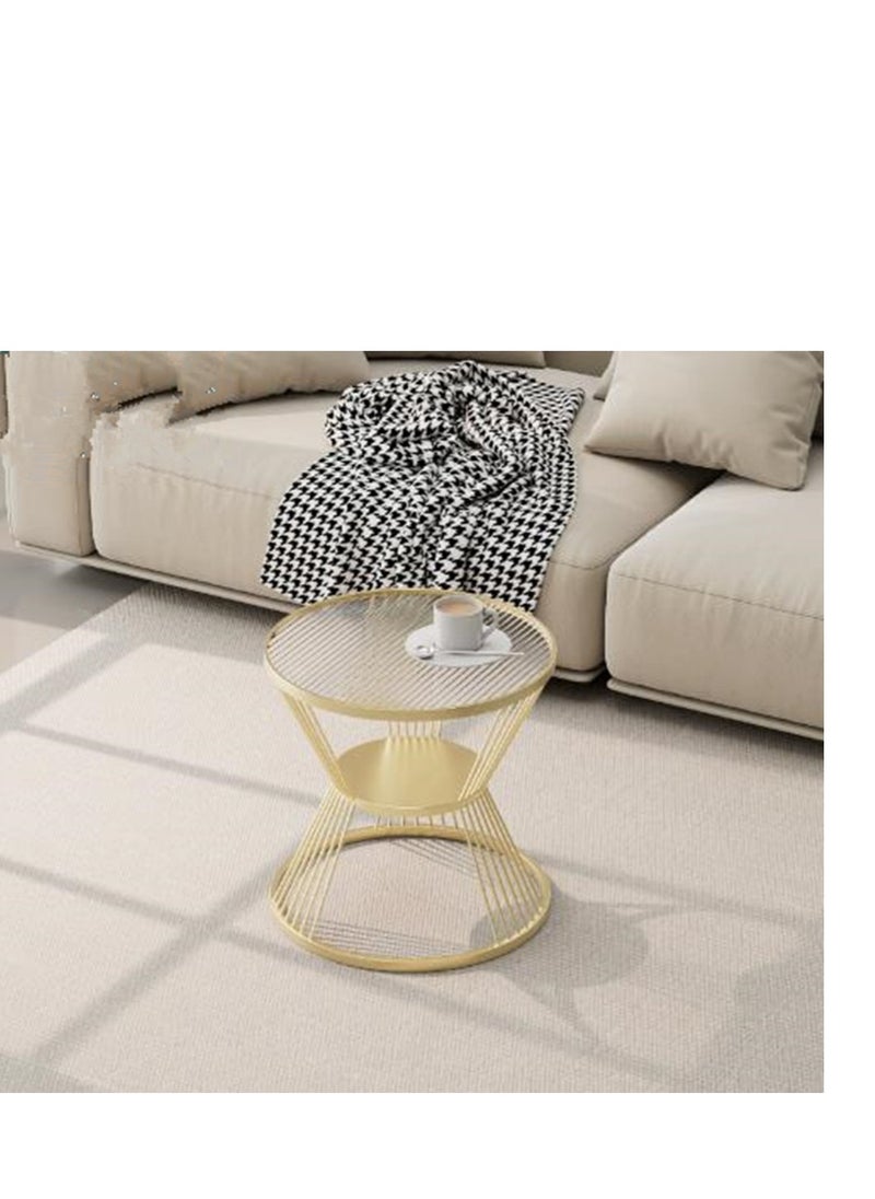 Round Coffee Table Side Table End Table Desk Coffee Tea Service Table with 2 Tier Sofa Table with Storage Center Table Modern Nightstand Bedside Table for Living Room, Home Office