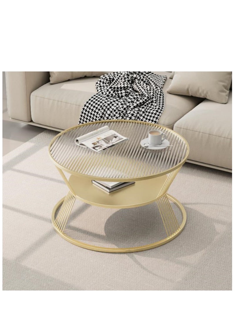 Round Coffee Table Side Table End Table Desk Coffee Tea Service Table with 2 Tier Sofa Table with Storage Center Table Modern Nightstand Bedside Table for Living Room, Home Office