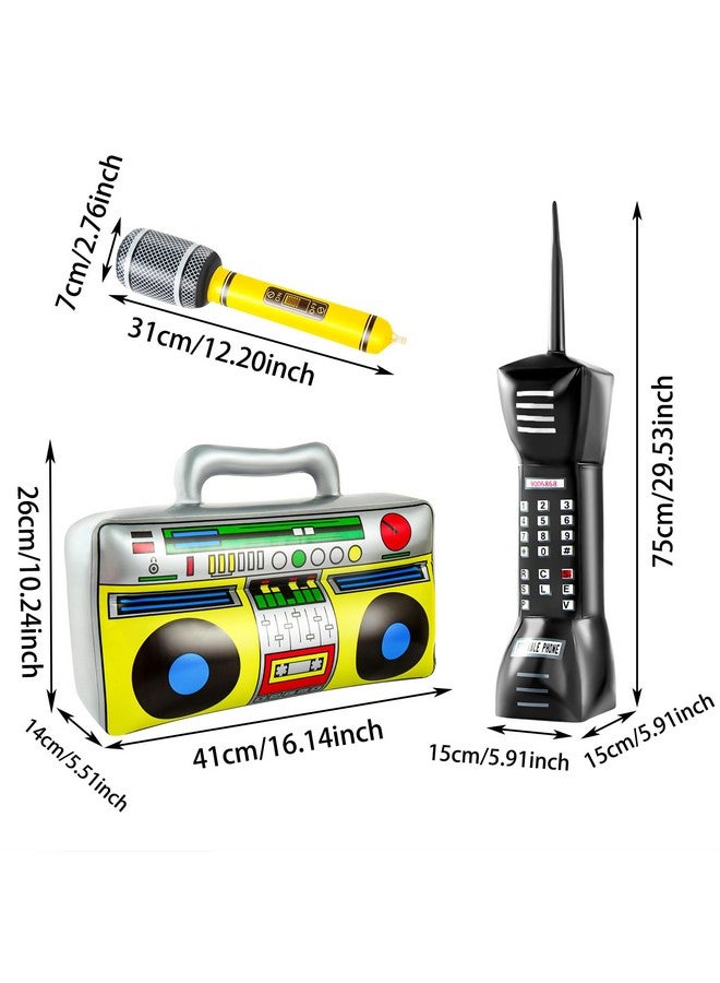 ONLYFU Inflatable Radio Boom Box Microphone 90s Mobile Phone Props 80s Party Decorations Hip Hop Theme Party Supplies - Image 2