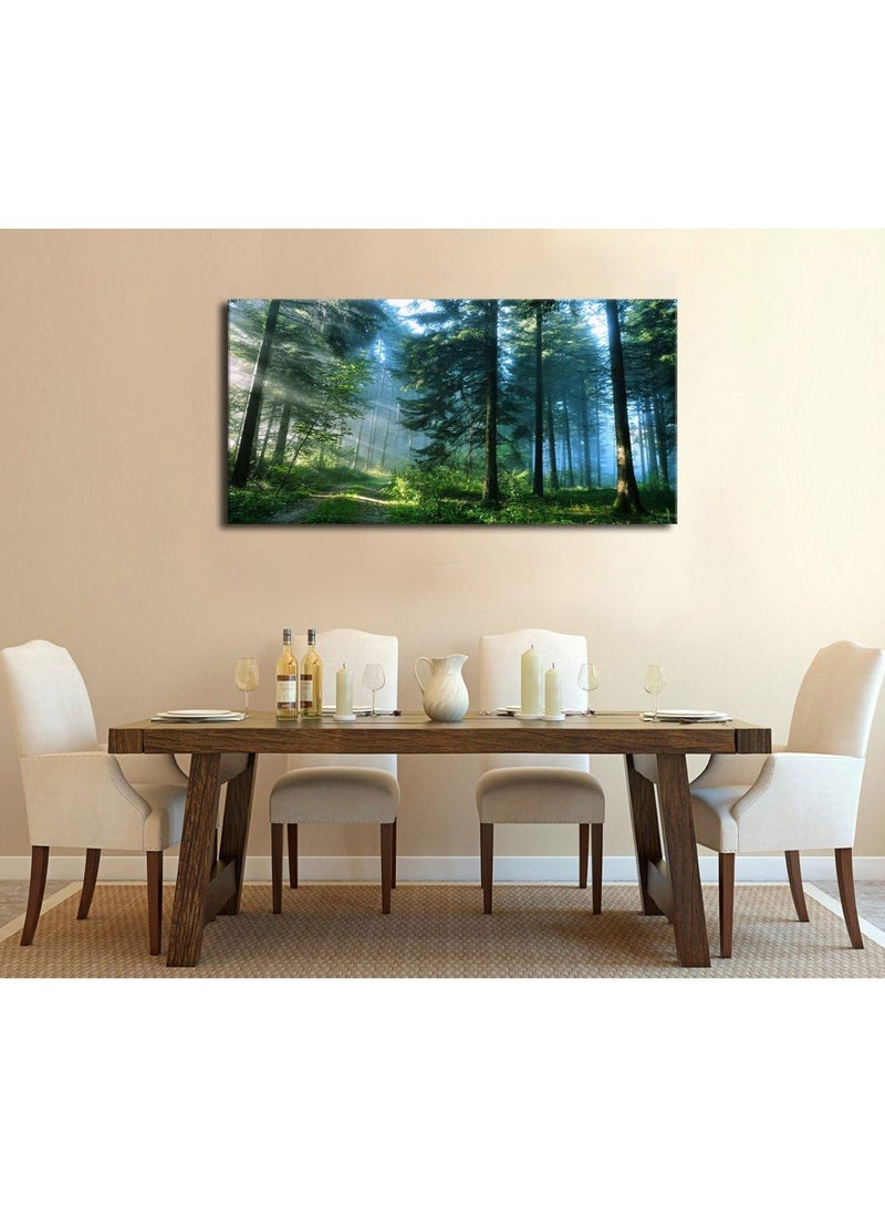 مؤسسة فكرة اليوم لوحة فنية جدارية من قماش الغابة الخضراء لتزيين غرفة المعيشة، صور طبيعية كبيرة، عمل فني معاصر على قماش، منظر طبيعي حديث لأشجار الصنوبر للمطبخ والمكتب والديكور المنزلي 20 × 40 بوصة - Image 4