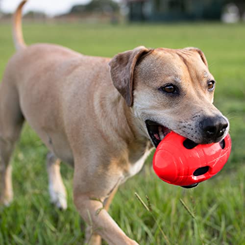 NERF DOG لعبة كرة القدم المطاطية للكلاب من نيرف مع صرير تفاعلي وقرمشة، خفيفة الوزن، متينة ومقاومة للماء، بقطر 6 بوصات للكلاب المتوسطة/الكبيرة، وحدة واحدة، حمراء - Image 2