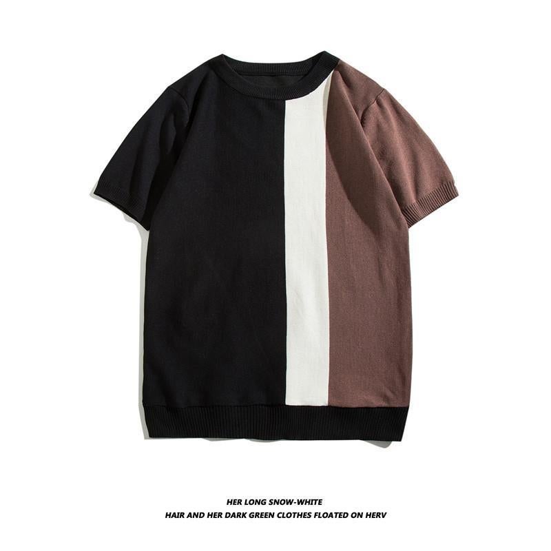 Summer Ice Silk Men'S Short Sleeve Thin T-Shirt Slim Round Neck Ice Solid Color Breathable Thin Top Men'S Half Sleeve - Image 1