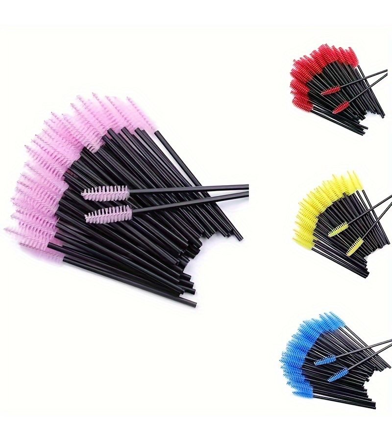 Set Of 25 Disposable Eyelash Brushes With Hollow Handles Rose Red For Lash Extensions Eyebrow Styling And Travel Use - Image 2