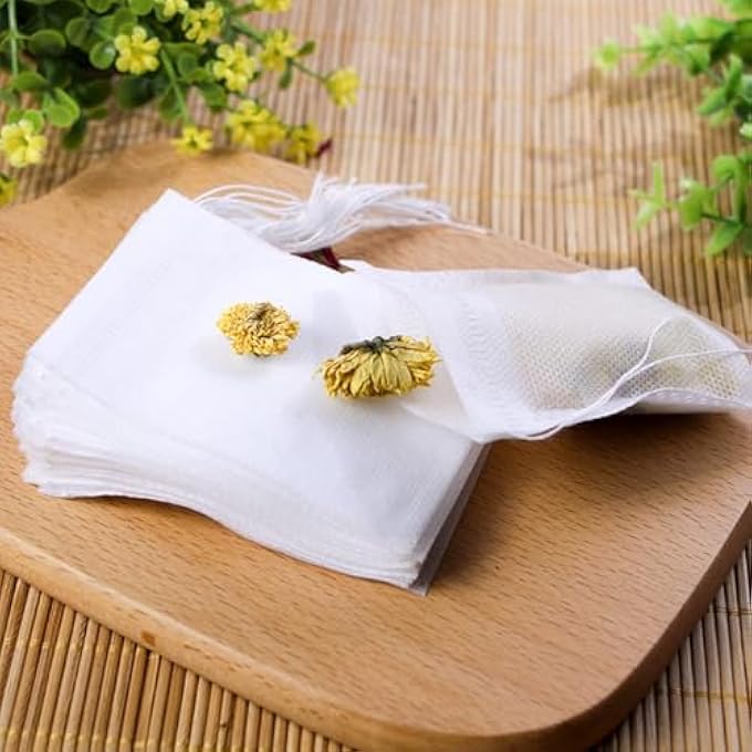 Khazna 100Pcs Disposable Drawstring Tea Filter Bags Non Woven Fabric Pouches Seal Mesh Bags Coffee Sachet Bags For Loose Leaf Tea Coffee Herb Spice - Image 2