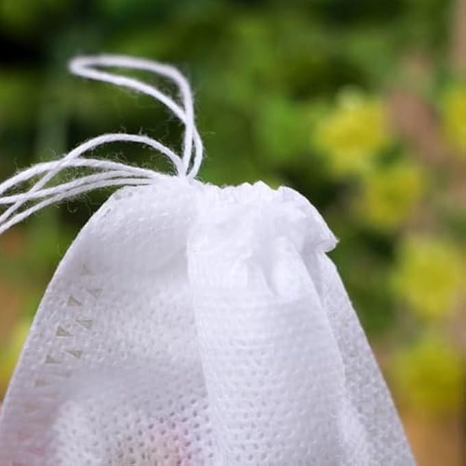 Khazna 100Pcs Disposable Drawstring Tea Filter Bags Non Woven Fabric Pouches Seal Mesh Bags Coffee Sachet Bags For Loose Leaf Tea Coffee Herb Spice - Image 3