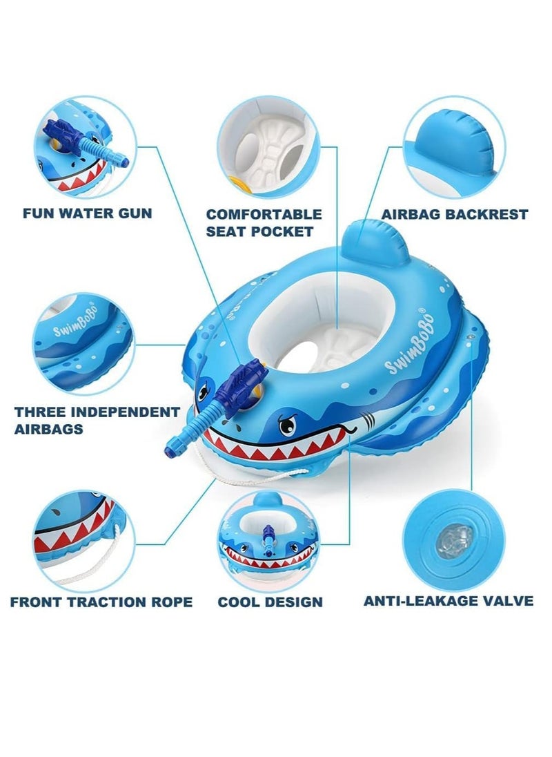 Generic - Baby Pool Float Free Swimming Baby Inflatable Swim Float Seat Boat Pool Swim Ring for Toddler Shark Baby Swim Floats Ring for Pool Bath Toys for 2-6 years old - Image 1