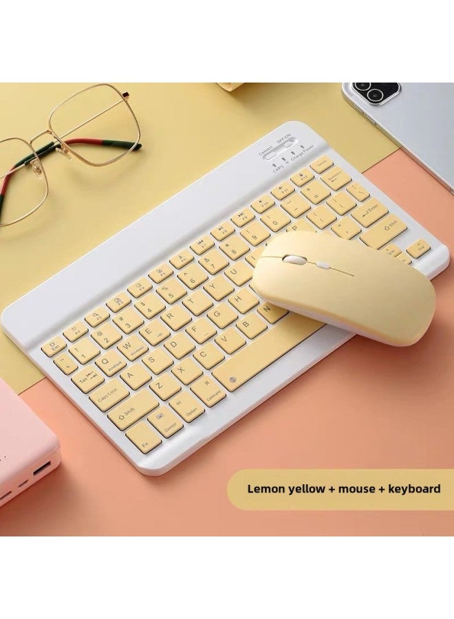 7 8 10 Inch Phablet Universal Bluetooth Keyboard Tablet For Ipad Keyboard Mini Bluetooth Wireless Keyboard-Color:9.7/10.1 Inch Yellow + Bluetooth Mouse - Image 1