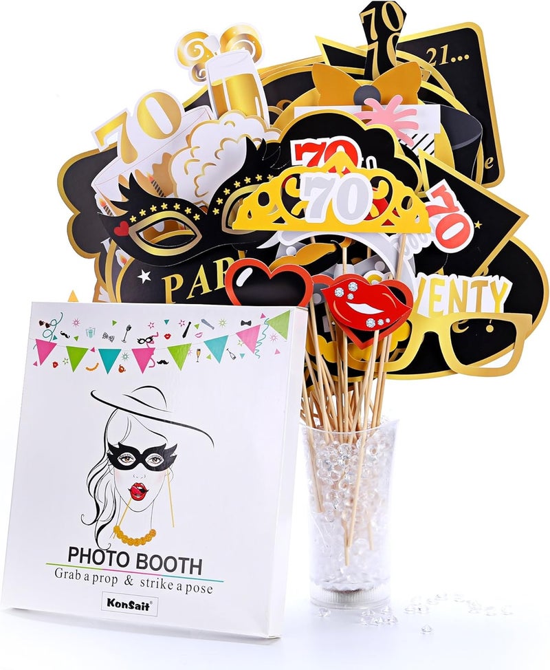 Konsait 70th Birthday Kisses Stickers Set of 324 Chocolate Drops Labels Stickers for 70th Birthday Party Favors Decor for Kisses Made in USA 9 Designs 36 Stickers of Each - Image 5