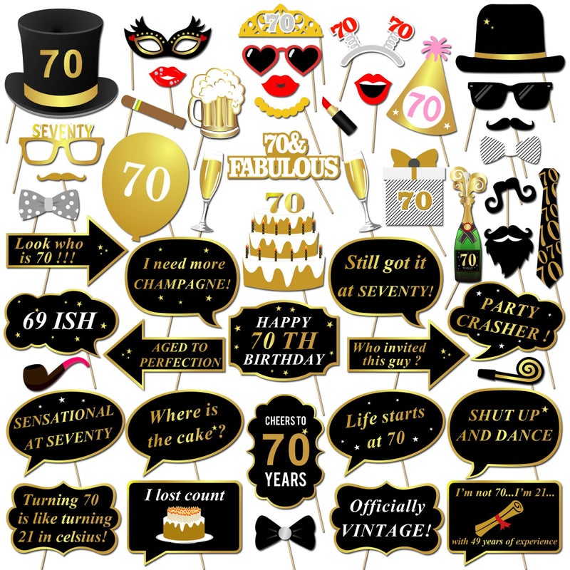 Konsait 70th Birthday Kisses Stickers Set of 324 Chocolate Drops Labels Stickers for 70th Birthday Party Favors Decor for Kisses Made in USA 9 Designs 36 Stickers of Each - Image 1