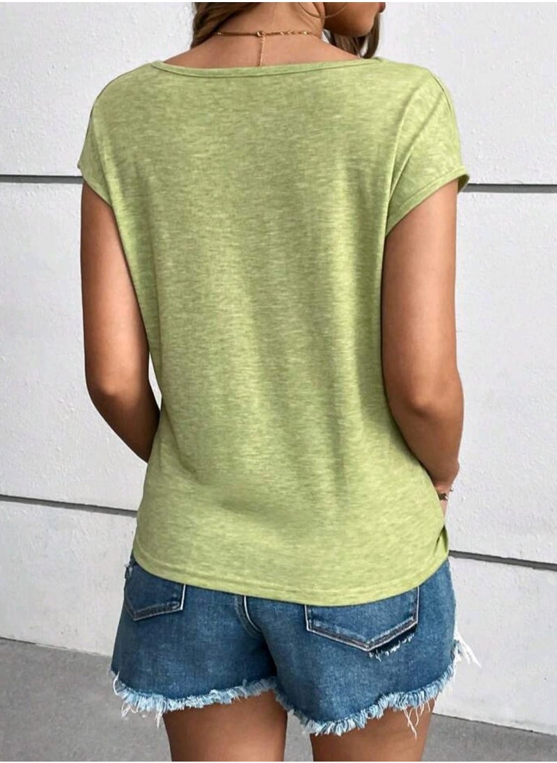 Shein - SHEIN LUNE Women'S Batwing Sleeve V-Neck Tank Top - Image 1
