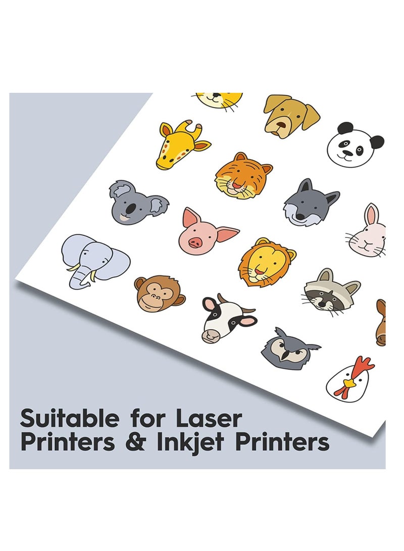 Premify 25 Sheets of A4 Size | Matt White Sticker Paper Printing Labels, Stickers Label for Mailing Address, Photos & Pictures, Stationery Stickers, Photocopies Children (Matt Finish) - Image 4