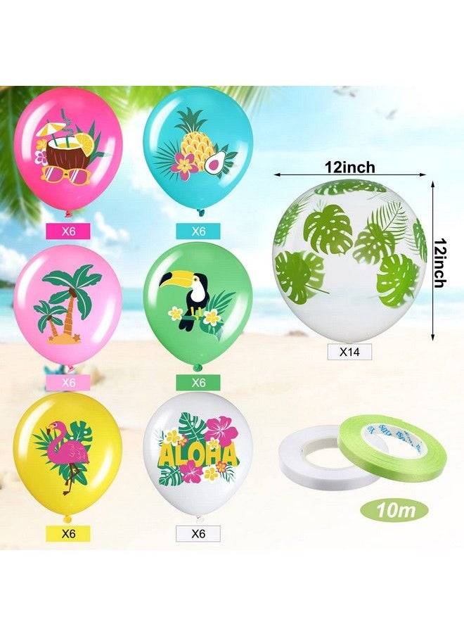 Zhanmai - 50 Pcs Hawaiian Party Balloon Decorations, Aloha Tropical Luau Party Latex Balloons For Hawaiian Luau Party Summer Beach Birthday Tiki Bar Party Wedding Supplies (Happy Summer) - Image 1