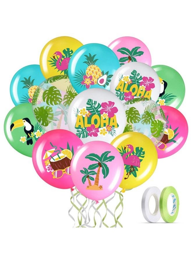 Zhanmai - 50 Pcs Hawaiian Party Balloon Decorations, Aloha Tropical Luau Party Latex Balloons For Hawaiian Luau Party Summer Beach Birthday Tiki Bar Party Wedding Supplies (Happy Summer) - Image 1
