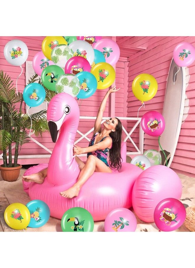 Zhanmai - 50 Pcs Hawaiian Party Balloon Decorations, Aloha Tropical Luau Party Latex Balloons For Hawaiian Luau Party Summer Beach Birthday Tiki Bar Party Wedding Supplies (Happy Summer) - Image 1