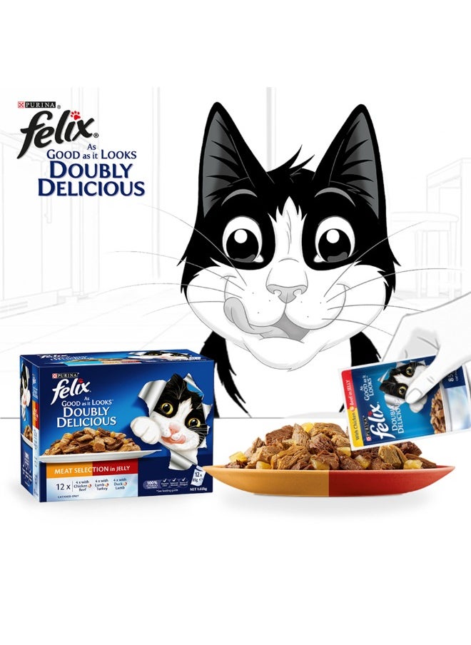 Purina Felix Adult As Good as it Looks Meat Selection in Jelly Wet Cat Food 85g  - Image 5