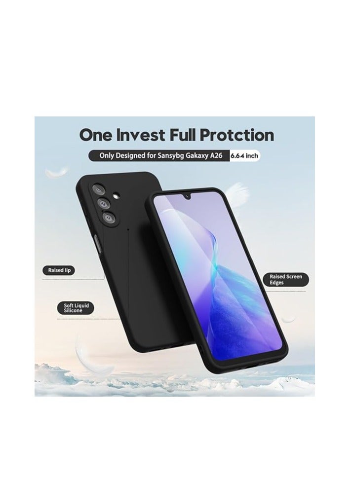 MIGOFAST Samsung Galaxy A26 5G Case Silicone Thin Slim Grip Soft Rubber Gel Protective Phone Case for Women Matte Plain Solid Color Aesthetic Cute Girly Case with Camera Cover Black - Image 2