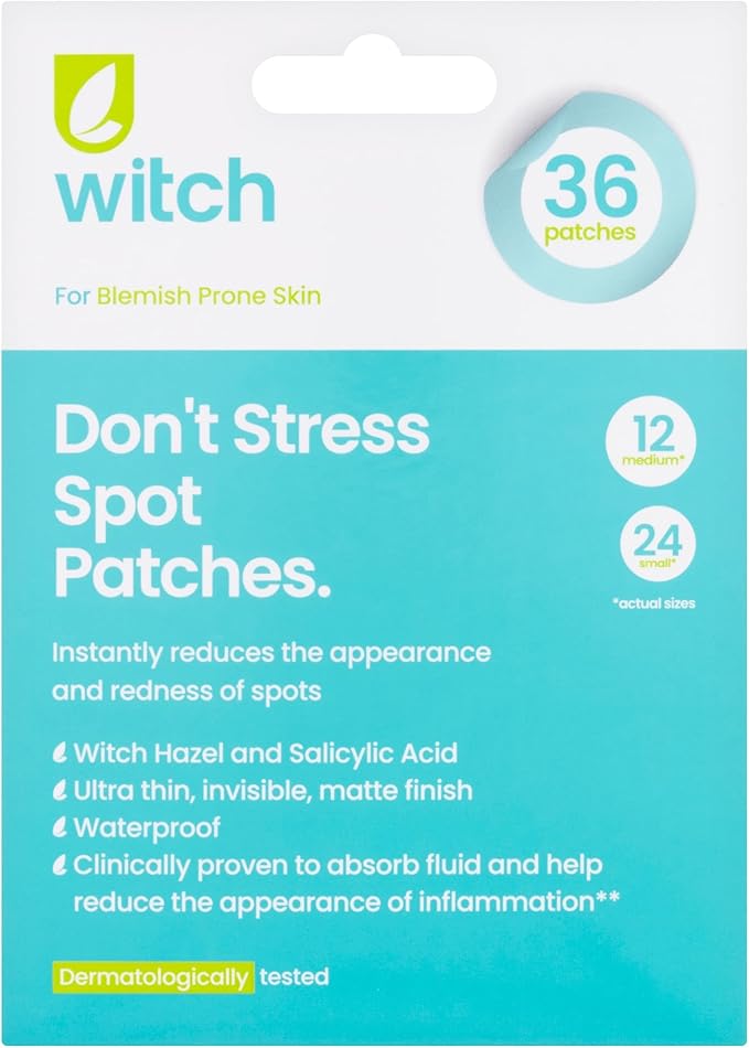 Witch لصقات ويش دونت ستريس للبقع مع هازل الساحرة وحمض الساليسيليك تساعد في تقليل الاحمرار والالتهاب 36 لصقة - Image 1