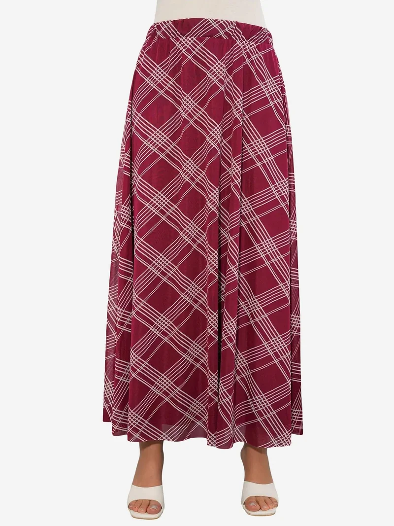 Big Dart Burgundy Red BDART High-Waist Floral Maxi Skirt for Women | Best Price UAE