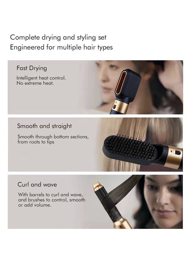 Joshberg 6 in 1 Hair Dryer Brush & Curling Iron Set, Hot Air Styler Hair Curler for Fast Drying, Smoothing & Volumizing, No Heat Damage, Professional Blowout Tool with Travel Case - Prussian Blue  - Image 5