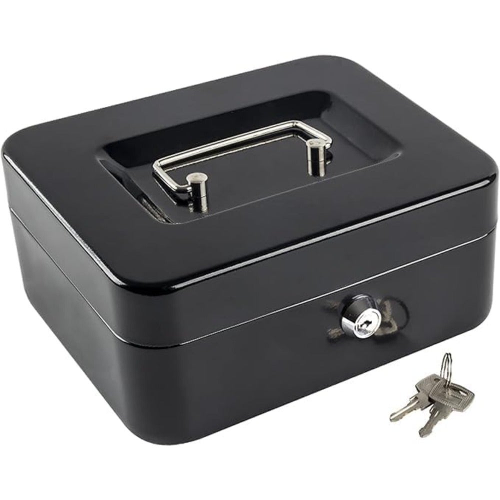 Generic Cash Box with Money Tray, Metal Safe with Key Lock, 20x16x9 cm ...