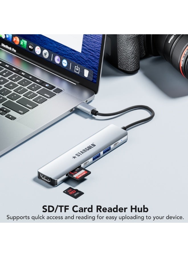 STARGOLD 7-in-1 USB C Docking Station for Laptop - 4K HDMI Output, 100W PD Fast Charging, USB 3.0 5Gbps High-Speed Data Port, SD/TF Card Reader, Type C Notebook Dock for MacBook, ThinkPad, Dell, HP, iPad & PC Gaming - Universal Multi-System Compatible USB Docking System - Image 5