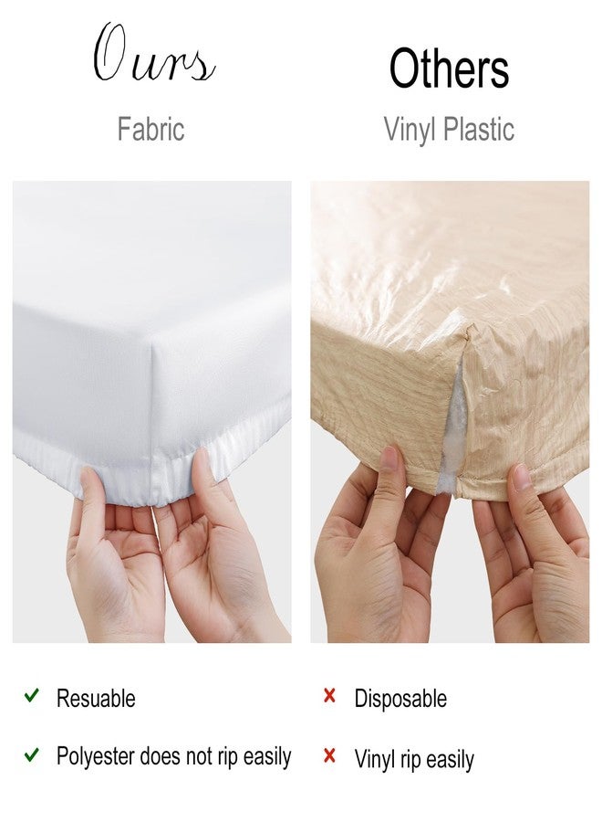 هومينغ طقم مفرش طاولة مستطيل من قطعتين من هومينغ، مفرش طاولة من القماش المطاطي يناسب الطاولات القابلة للطي بطول 6 أقدام، غطاء طاولة قابل للغسل للنزهات والتخييم والاستخدام الداخلي والخارجي (أبيض، 30 بوصة × 72 بوصة). - Image 4