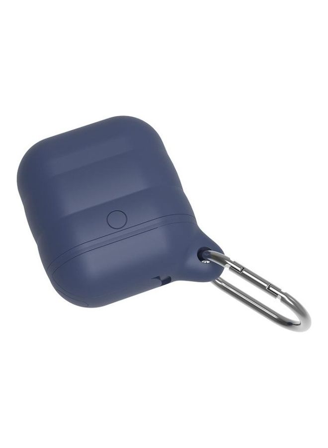 Wireless Earphones Waterproof Shockproof Silicone Protective Case for Apple AirPods 1/2 Dark Blue - Image 1