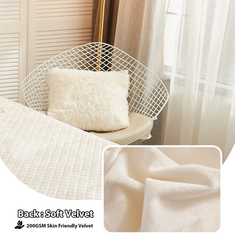 LIFEREVO 2 Pack Cream Fluffy Faux Fur Pillow Shams 18 x 18 Inches Throw Pillow Covers Luxury Decorative Furry Pillowcases Cushion Cover for Christmas Zipper Closure(No Pillow Insert)  Light Beige - Image 4