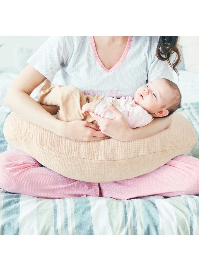 Pro Goleem Pro Goleem Muslin Nursing Pillow Cover, 100% Cotton Soft Breathable Feeding Pillow Slipcover for Breastfeeding Moms, Fits Standard Infant Nursing Pillow, for Boys and Girls, 2 Pack (Brown＆Beige) - Image 3