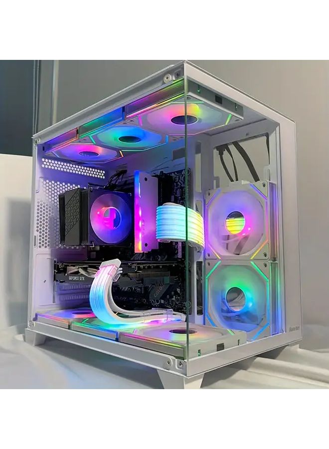 مروحة حالة بيضاء 3 قطع ARGB PWM 5V 3 دبوس 4.72 بوصة، تحكم صامت في درجة الحرارة، مرآة لا نهائية، إضاءة LED متزامنة لتبريد هيكل الكمبيوتر - Image 2