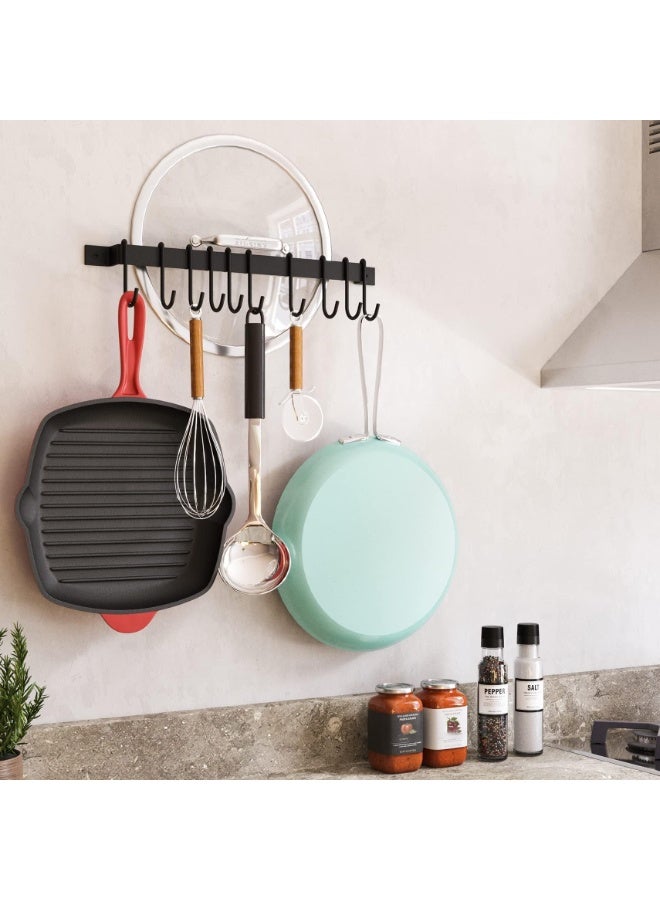 Utensil Holder, Kitchen Pots Pans Organizer Hanger, Wall Mounted Wrought Iron Hanging Utensil Holder Rack for Coffee Mug Rack Cup Hanging Kitchen Black  - Image 3