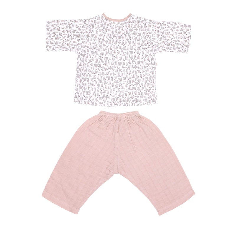 Masilo 100% Organic Cotton Muslin Snuggle Gift Set for New Born Boys and Girls-Baby Romper/Kimono Lounge Set/Stroller Blanket (70 x 70cm)-0-6 Months-Hippo - Image 3