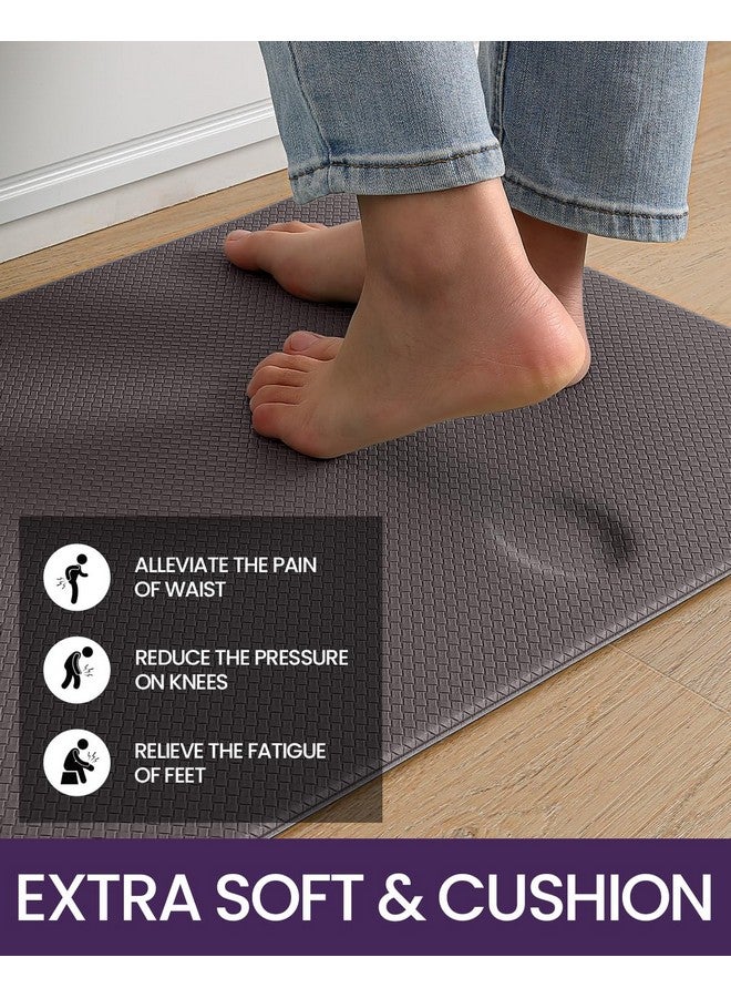 DEXI Kitchen Floor Mats Cushioned Anti Fatigue,17x29+17x59, Standing Runner Rug Waterproof, Comfort Memory Foam Padded for Front Sink Laundry Set of 2, Vintage Brown - Image 3