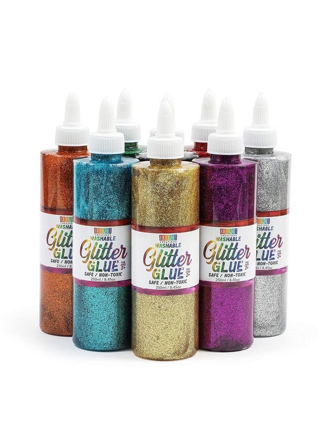Bright Creations Metallic Art Glue With Glitter Bottles 8 Colors For Crafts (8 Oz 8 Pack 16 Caps)  - Image 3