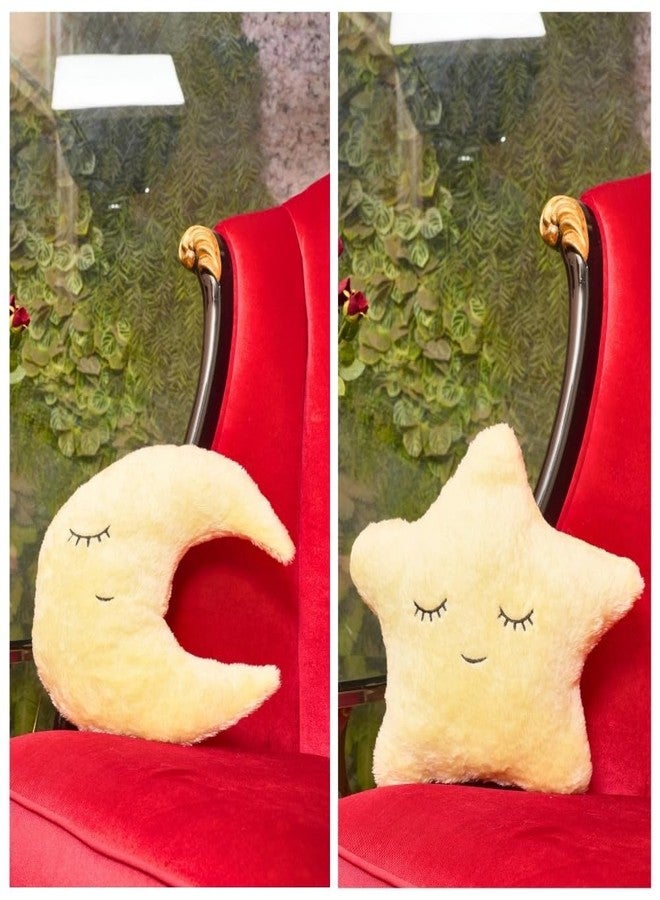 Humpy Hare Soft Plush Moon & Star Pillow Toy Set Combo of 2 | Cot Cushion & Playtime Soft Toy for Kids, Children, and Babies | Stuffed Plush Pillow | (Yellow & Yellow) - Image 1