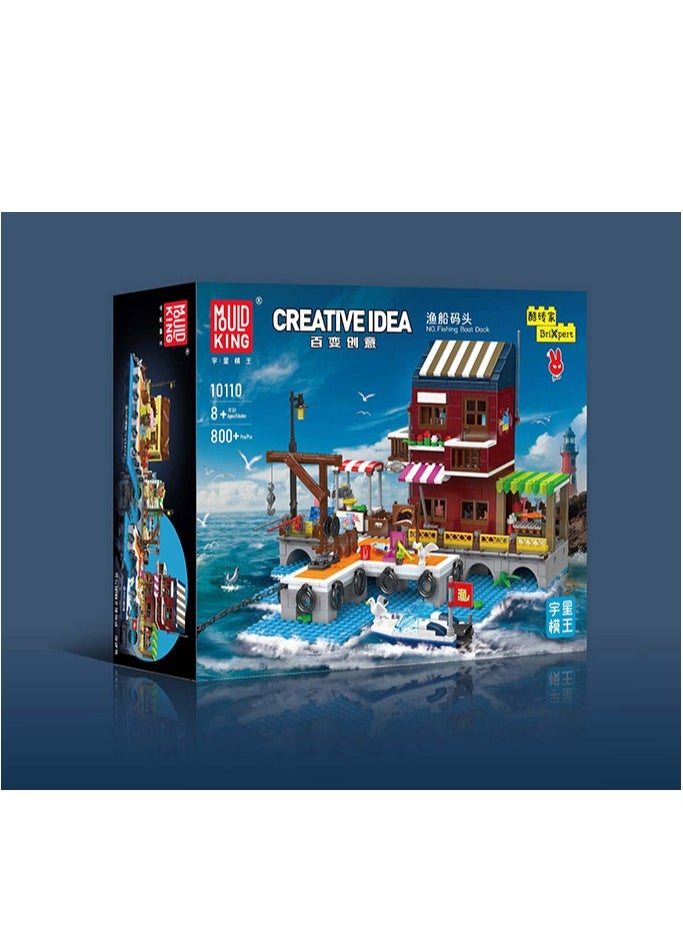 mould king Mini Fishing boats dock Building Blocks Kit, 10110 Educational Dock Cottage for Fishing Boat Sets  - Image 4