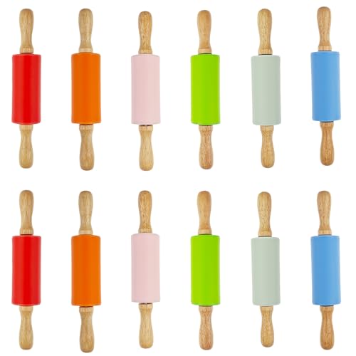 Miokun 12 Pack Small Rolling Pin for Kids, 9 Inch Kids Rolling Pin for Home Kitchen (6 colors) - Image 1