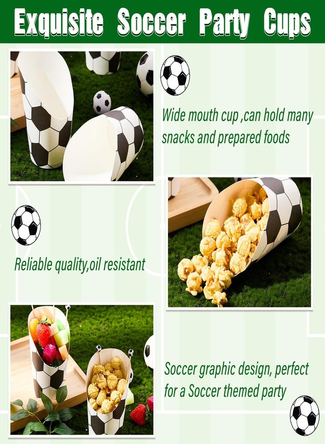 Jingmore 50 Pcs Charcuterie Cups with 100 Bamboo Cocktail Picks, 12 oz Disposable Cardboard Snack Dessert Appetizer French Fry Cups for Birthday Party Supplies Decoration(Soccer) - Image 4