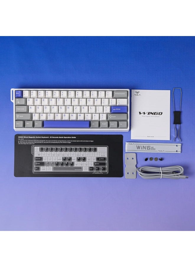 WIN60 HE MAX 60% Wired Magnetic Keyboard with Adjustable Actuation, 8000 Hz Polling Rate, Hall Effect Win Chun Magnetic Switches, Hot-Swap, For FPS Games
