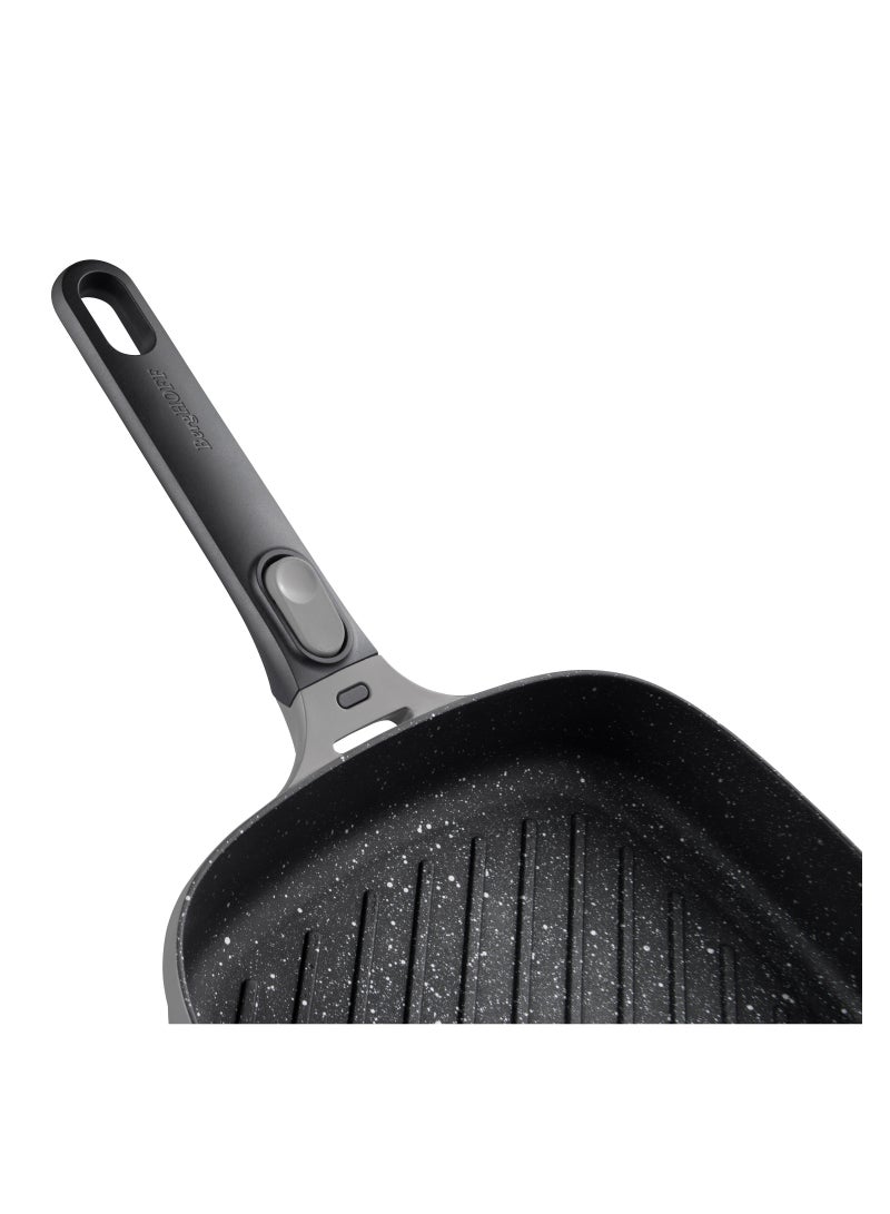 BergHOFF- Square grill pan with detachable handle grey 24 cm- Cast aluminium- 2-Layer base- Oven proof without handle- Gift box- Product of Belgium - Image 3