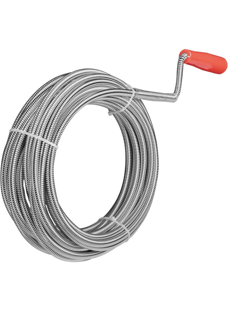 Pipe Cleaning Spiral 3m x 8mm – Drain Cleaner with Drill Tip for Sink, Bath, Toilet, Shower – Flexible Metal Drain Snake Unblocker for Clogged Pipes - Image 1