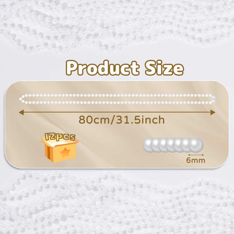 XIPENGKEJI 12 Pack Faux Pearl Necklace Bulk Long Pearl Women's Jewelry 1920s White Pearl Party Favors Wedding Bridal Shower Tea Birthday Decorations - Image 2