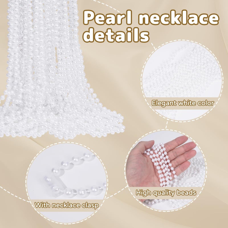 XIPENGKEJI 12 Pack Faux Pearl Necklace Bulk Long Pearl Women's Jewelry 1920s White Pearl Party Favors Wedding Bridal Shower Tea Birthday Decorations - Image 3